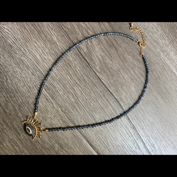 Handmade evil eye gemstone layering necklace - Picture 6 of 8